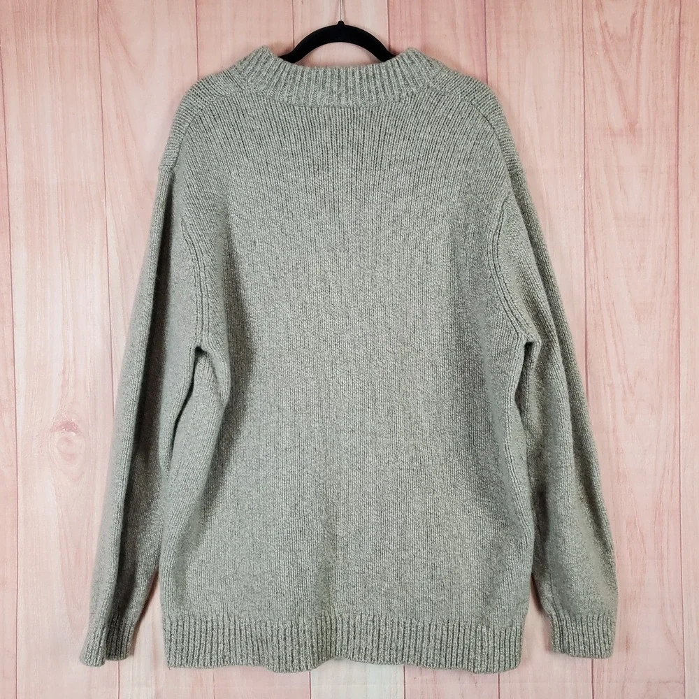 L.L. Bean Mens‎ Sweater 2XL Tall Tan Knitted Henley Neck Lambswool 285175